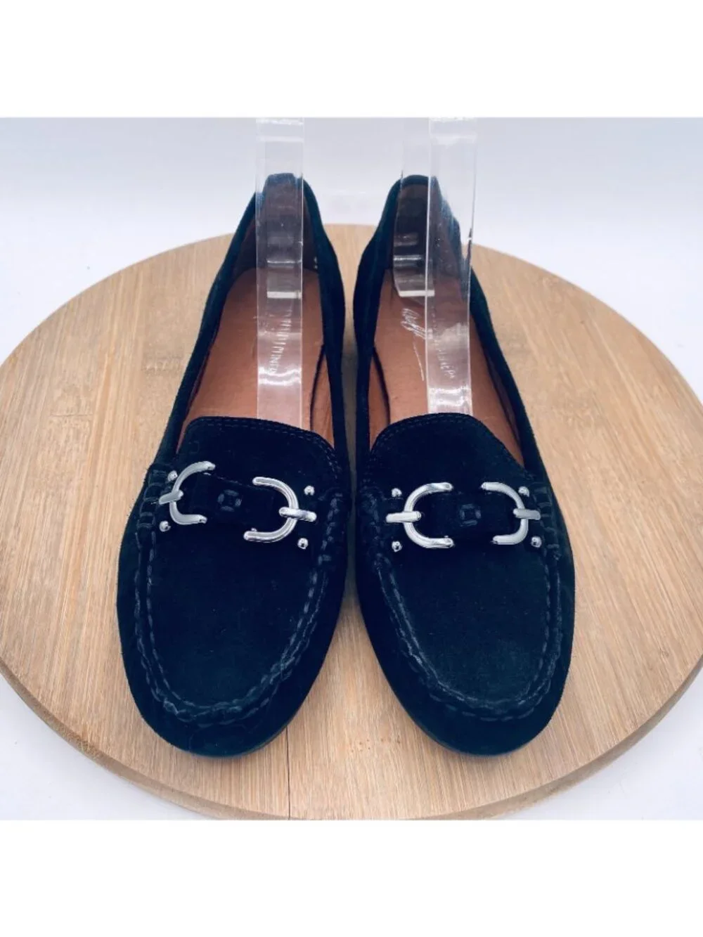 Donald Pliner Shoes Womens 9 N Black Suede Slip On Driving Loafers Horsebit